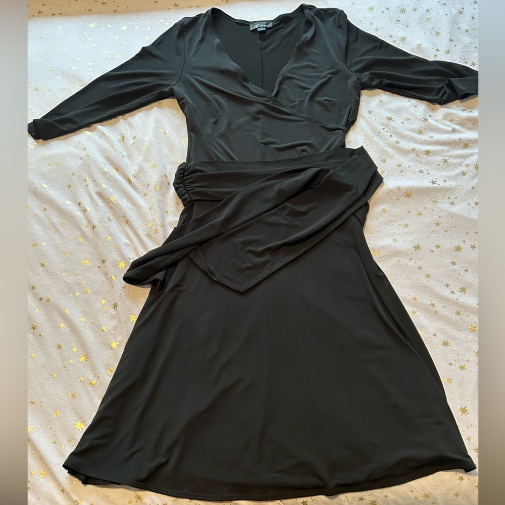 AB Studio black wrap dress